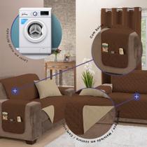 Capa Protetora de Sofá Padrão 4 Lugares Manu Matelado Dupla Face Capa Protetora de Sofá Padrão 4 Lugares Manu Matelado Dupla Face