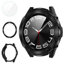 Capa protetora de tela Suoman 3 em 1 para Samsung Galaxy Watch 6 Classic 47mm - preta