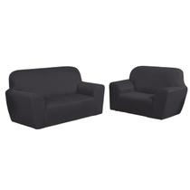 Capa Protetora Forro Sofá 3 e 2 Lisa Coladinha Malha Cinza