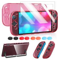 Capa Protetora FYOUNG para Switch 2 7,9" Kit Slim Rosa Translúcido