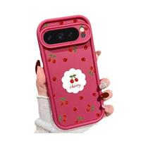 Capa Protetora Grande De Silicone Antichoque Com Desenho De Cereja Para Google Pixel 10 8 pro 9A 8A