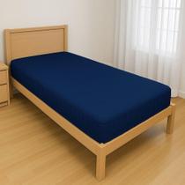 Capa Protetora Impermeável Colchão Lençol Elástico Solteiro 88x188x20cm - Azul Marinho