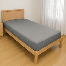 Capa Protetora Impermeável Colchão Lençol Elástico Solteiro 88x188x20cm - Cinza