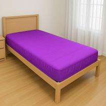 Capa Protetora Impermeável Colchão Lençol Elástico Solteiro 88x188x20cm - Lilás