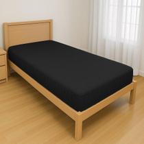 Capa Protetora Impermeável Colchão Lençol Elástico Solteiro 88x188x20cm - Preta