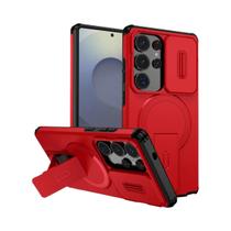 Capa Protetora Magnética Com Suporte Para Câmera Para Samsung S25 FE S24 S23 Ultra S22 plus A17 A36