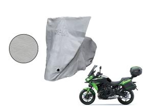 Capa Protetora Moto Kawasaki Versys Touring com Baú Cinza Capa Protetora Moto Kawasaki Versys Touring com Baú Cinza