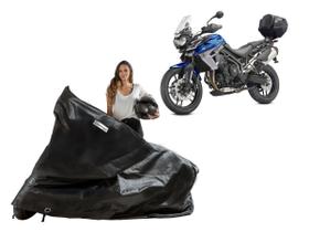 Capa Protetora Moto Tiger 800 / 900 / 1000 com Baú Capa Protetora Moto Tiger 800 / 900 / 1000 com Baú