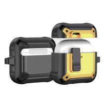 Capa Protetora Nerdcase Compatível com AirPods 4, Silicone Resistente, Preto e Amarelo