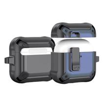 Capa Protetora Nerdcase Compatível com AirPods 4, Silicone Resistente, Preto e Azul Escuro