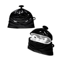 Capa Protetora Nerdcase Compatível com AirPods Pro 1 e 2, Formato Saco de Lixo Preto