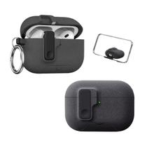 Capa Protetora Nerdcase Compatível com AirPods Pro 3, Suporte Adaptado, Silicone Rígido Cinza
