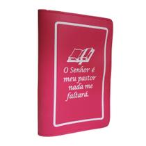 Capa Protetora para Bíblia Média Feminina com Zíper Escrito O Senhor é Meu Pastor Pink N 11