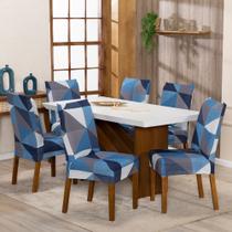 Capa Protetora Para Cadeira de Jantar 6 Lugares Malha Estampada Resistente Elástica