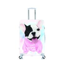 Capa Protetora Para Mala Viagem Personalizada Grande Bulldog Frances Moletom - Criative Gifts