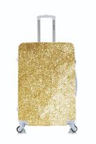 Capa Protetora Para Mala Viagem Personalizada Grande Glitter Dourado