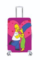 Capa Protetora Para Mala Viagem Personalizada Grande Homer e Marge