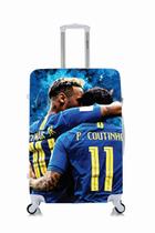 Capa Protetora Para Mala Viagem Personalizada Média Coutinho e Neymar