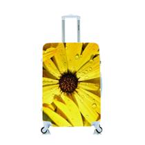 Capa Protetora Para Mala Viagem Personalizada Média Flor Amarela - Criative Gifts