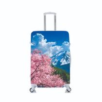 Capa Protetora Para Mala Viagem Personalizada Media Montanha Fuji Flores