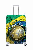 Capa Protetora Para Mala Viagem Personalizada Pequena Bola Futebol Brasil - Criative Gifts