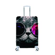 Capa Protetora Para Mala Viagem Personalizada Pequena Gato Óculos