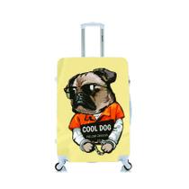 Capa Protetora Para Mala Viagem Personalizada Pequena Pug Cool Dog
