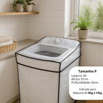 Capa Protetora para Máquina de Lavar Roupa 8 a 15kg Brastemp Consul Electrolux PVC Transparente com Abertura Superior e Elástico Traseiro Capa Protetora para Máquina de Lavar Roupa 8 a 15kg Brastemp Consul Electrolux PVC Transparente com Abertura Superior e Elástico Traseiro