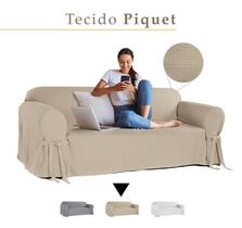 Capa Protetora para Sofá de 4 Lugares em Piquet Pet Resistente Elegante Decoração Sala Capa Protetora para Sofá de 4 Lugares em Piquet Pet Resistente Elegante Decoração Sala