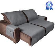 Capa Protetora Para Sofa Retratil Impermeável 2,20M Cinza