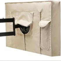 Capa Protetora Para TV De Painel Plano De 52-55 Polegadas, Bege, Impermeável E À Prova De Vento,