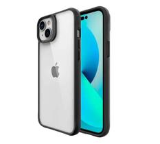 Capa Protetora Premium Transparente Com Detalhes Preto Para Iphone 14 Plus Anti-Impacto E Resistente A Impressões Digita