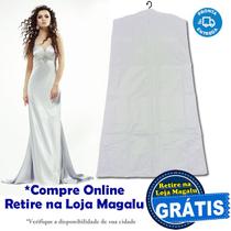 Capa Protetora Roupa Vestido Zíper Closet - Porta Vestido -Med: 63cm x 130cm - Panami - BRANCO