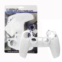 Capa Protetora Silicone + 2 Grips Para Controle Compatível Com Playstation 5 Branca - TechBrasil