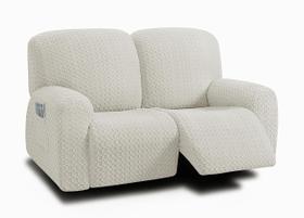 Capa reclinável Loveseat ULTICOR Jacquard Stretch Ivory