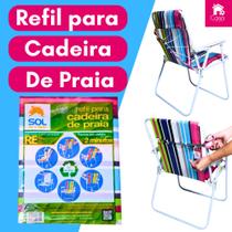 Capa Refil para Cadeira de Praia alta forro Lona Estampada Fácil de Trocar