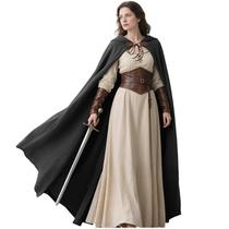 Capa renascentista medieval de linho preto com capuz Cape L'VOW Capa renascentista medieval de linho preto com capuz Cape L'VOW