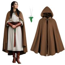 Capa renascentista QPAXUCR, traje medieval feminino, marrom