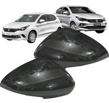 Capa Retrovisor Argo Cronos 2017 até 2025 Preta Lisa Com Furo Pisca Par 2 peças