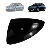 Capa retrovisor chevrolet cruze 2017 a 2021 com furo pisca black piano lado esquerdo