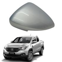 Capa Retrovisor Fiat Strada Freedom 2021 2022 2023 2024 2025 Lado Esquerdo Prata Bari Com Furo Original
