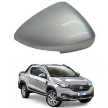 Capa Retrovisor Fiat Strada Volcano 2021 2022 2023 2024 2025 Lado Direito Prata Bari Com Furo Original