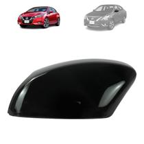Capa retrovisor nissan versa 2005 a 2021 com furo pisca black piano lado esquerdo