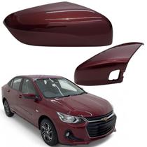 Capa Retrovisor Onix Plus 2020 2021 2022 2023 2024 2025 Vermelho Carmim Lado Direito Com Furo Sensor Original