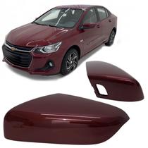 Capa Retrovisor Onix Plus 2020 2021 2022 2023 2024 2025 Vermelho Carmim Lado Esquerdo Com Furo Sensor