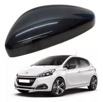 Capa Retrovisor Peugeot 208 2013 2014 2015 2016 2017 2018 2019 2020 2021 2022 2023 2024 Lado Esquerdo Preto Perolizado Original