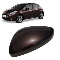 Capa Retrovisor Peugeot 208 2013 2014 2015 2016 2017 2018 2019 Marrom Dark Carmin Lado Esquerdo