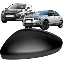 Capa Retrovisor Peugeot 208 2020 até 2023 C4 Cactus 2019 até 2024 Preta Lisa
