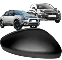 Capa Retrovisor Peugeot 208 2020 até 2023 C4 Cactus 2019 até 2024 Preta Lisa