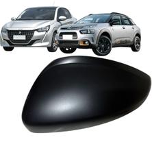 Capa Retrovisor Peugeot 208 2020 até 2023 C4 Cactus 2019 até 2024 Preta Texturizada